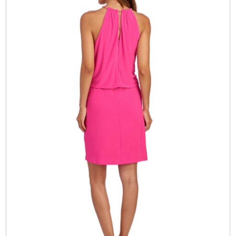 Think SUMMER Laundry Halter Blouson Dress HOT Pink - Picture 3 of 5